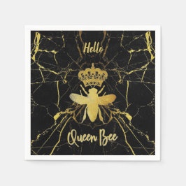 Servilleta De Papel Personalizado QUEEN BEE Gold Marble Bebida Cóctel