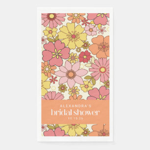 Servilleta De Papel Personalizado Retro Boho amarillo rosa Floral Brid