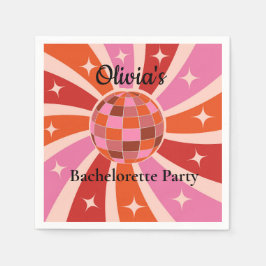 Servilleta De Papel Personalizado Retro Disco Baloncesto Bachelorette