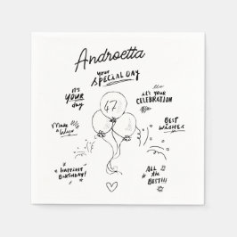 Servilleta De Papel Personalizado Retro Doodle Balón moderno Feliz cum