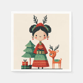 Servilleta De Papel Personalizado retro Frida Kahlo Cute Navidades sim