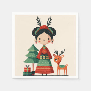 Servilleta De Papel Personalizado retro Frida Kahlo Cute Navidades sim