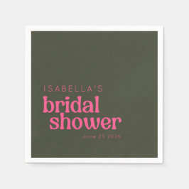 Servilleta De Papel Personalizado Retro Groovy Green Bridal Shower