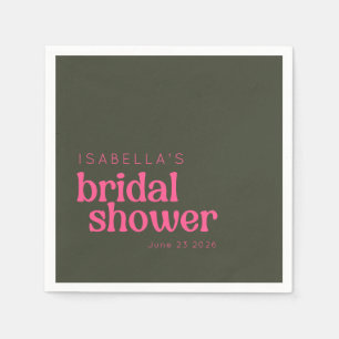 Servilleta De Papel Personalizado Retro Groovy Green Bridal Shower