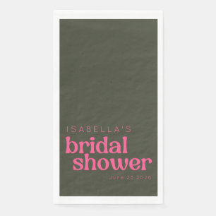 Servilleta De Papel Personalizado Retro Groovy Green Bridal Shower