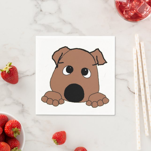 Servilleta De Papel personalizado rojo bulldog asomando (In situ)