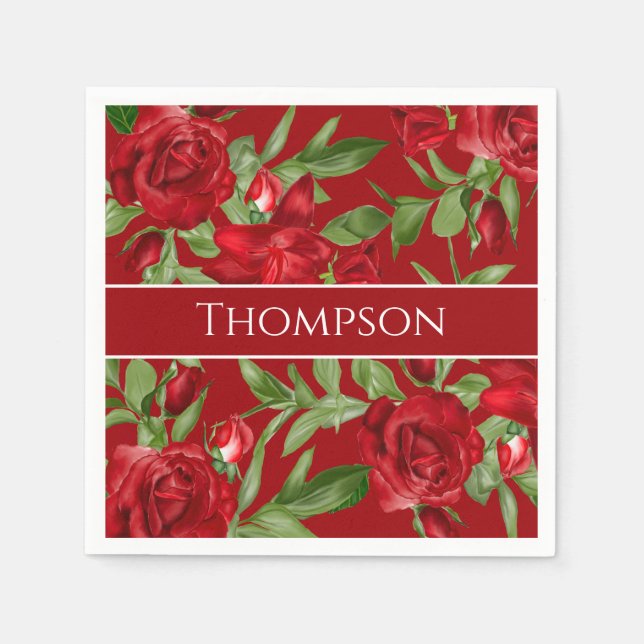 Servilleta De Papel Personalizado rojo y blanco encantador (Anverso)