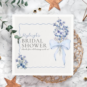 Servilleta De Papel Personalizado Romántico Dusty Blue Ribbon Bow