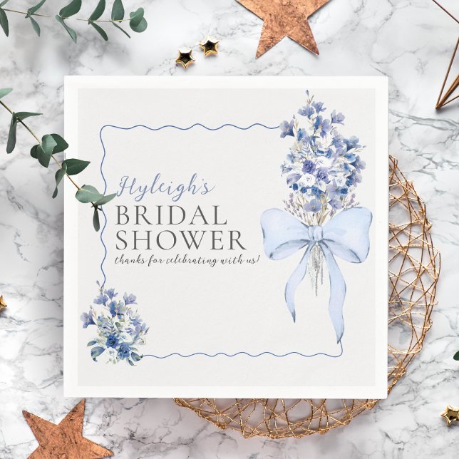 Servilleta De Papel Personalizado Romántico Dusty Blue Ribbon Bow (Subido por el creador)