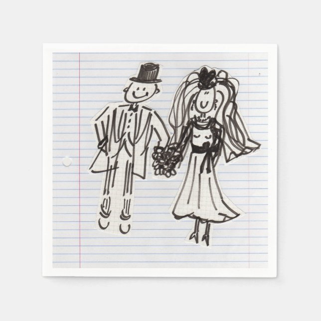 Servilleta De Papel Personalizado Ropa de papel de novia/de Groom (Anverso)