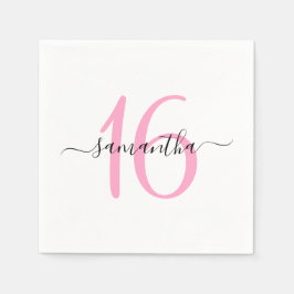 Servilleta De Papel Personalizado Rosa Cumpleaños 16