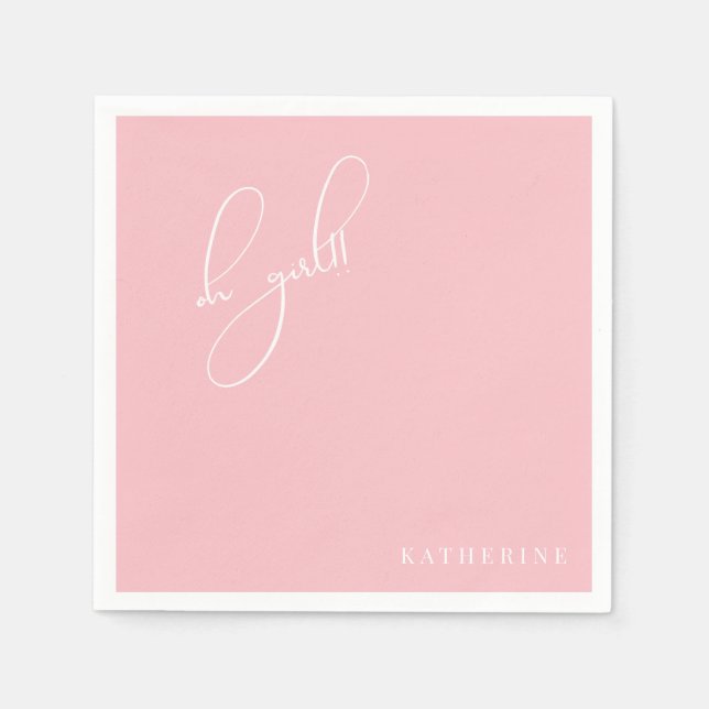 Servilleta De Papel Personalizado Rosa Oh Chica Baby Shower Napkin (Anverso)