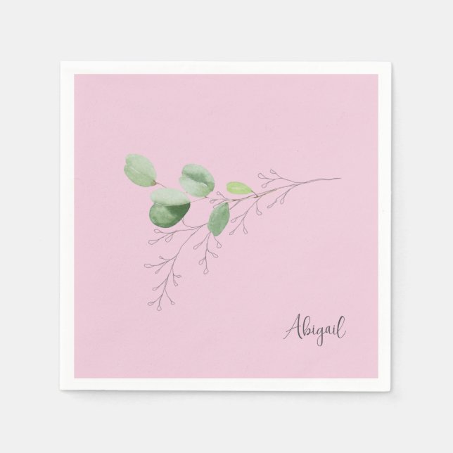 Servilleta De Papel Personalizado rosado del follaje de primavera (Anverso)