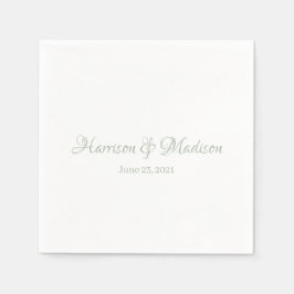 Servilleta De Papel Personalizado sage green Script Couple Nombre Fech