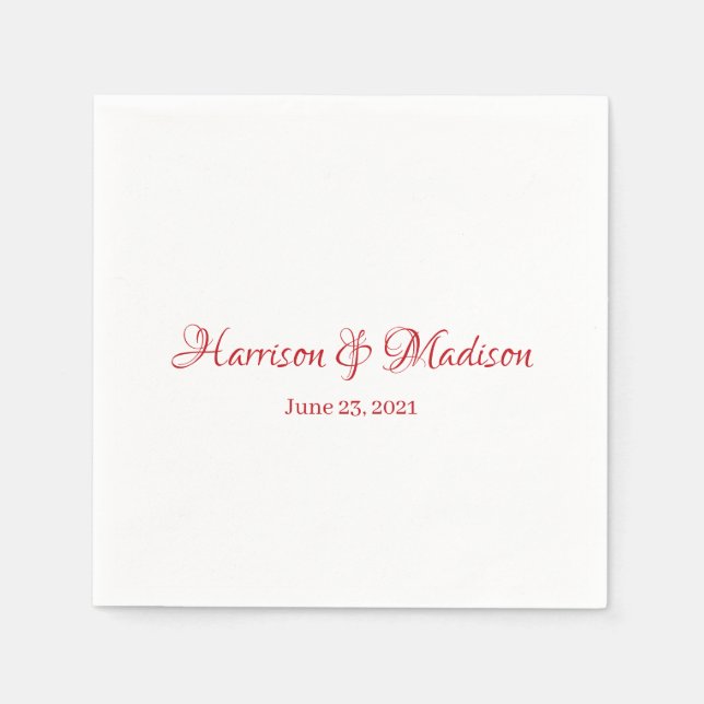 Servilleta De Papel Personalizado Script Pareja Nombre Fecha matrimoni (Anverso)