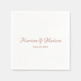 Servilleta De Papel Personalizado script rosa de oro Nombres y Boda de