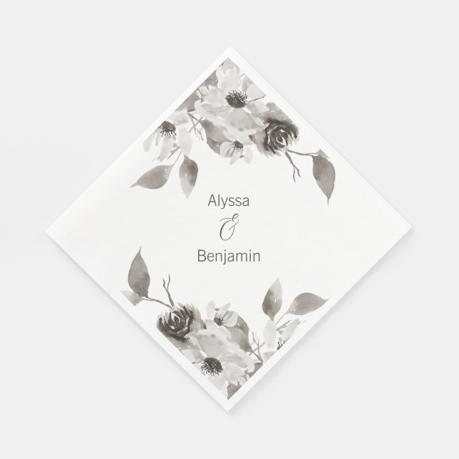 Servilleta De Papel Personalizado Sepia tonificación Boda Napkin (Esquina)