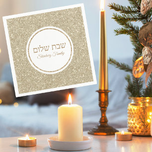 Servilleta De Papel Personalizado Shabbat judío Shalom Purpurina de or