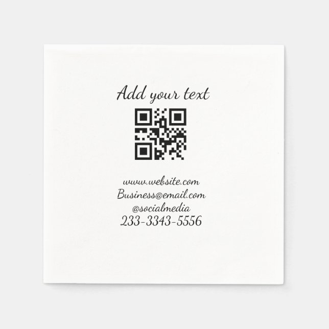 Servilleta De Papel personalizado simple código QR agregar su nombre t (Anverso)