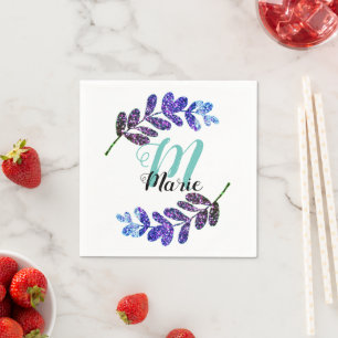 Servilleta De Papel personalizado simple hojas negras púrpura azul aña