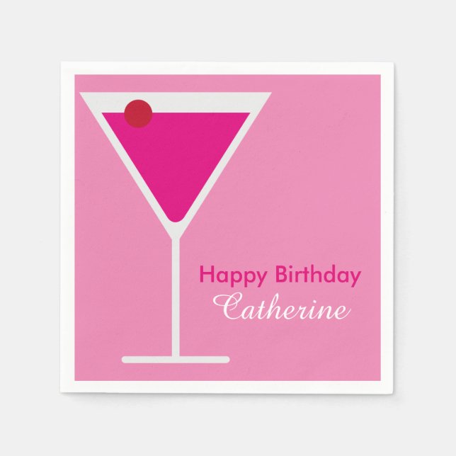 Servilleta De Papel Personalizado Sleek Modern Pink Martini (Anverso)