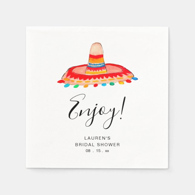 Servilleta De Papel Personalizado Sombrero Bridal Shower Fiesta (Anverso)