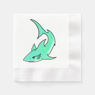 Servilleta De Papel personalizado sonriente menta de tiburón azul verd