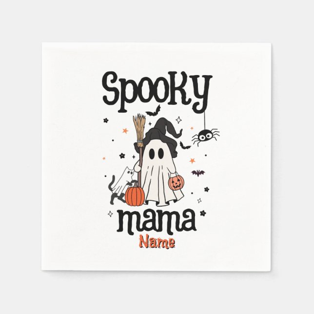 Servilleta De Papel Personalizado Spooky Mama Halloween - Fantasma, Ga (Anverso)