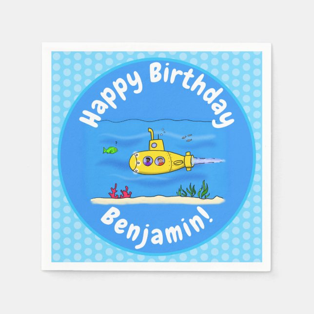 Servilleta De Papel Personalizado submarino feliz (Anverso)