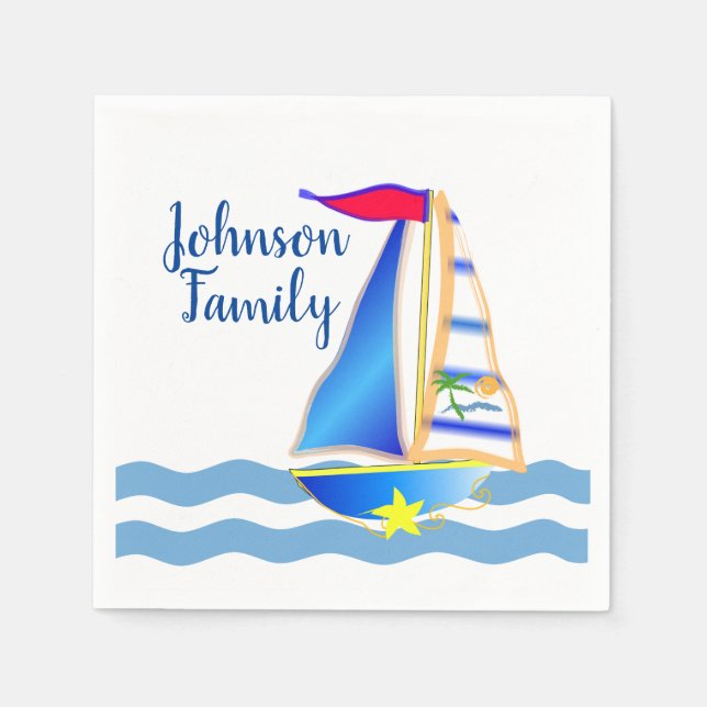 Servilleta De Papel Personalizado Sunny Sailing Day (Anverso)