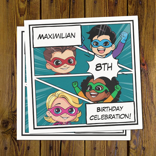 Servilleta De Papel Personalizado superhéroe cómic Fiesta de cumpleaño (Subido por el creador)