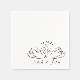 Servilleta De Papel Personalizado Swan Heart Boda Cocktail Napkin