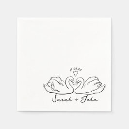 Servilleta De Papel Personalizado Swan Heart Boda Cocktail Napkin