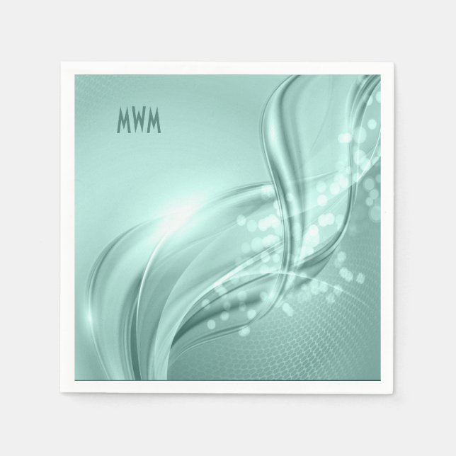 Servilleta De Papel Personalizado Swirl Mint Green Pattern Cocktail Na (Anverso)