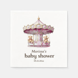 Servilleta De Papel Personalizado Teddy Bear Chica gemelo Baby Shower