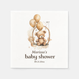 Servilleta De Papel Personalizado Teddy Bear Género Baby Shower Neutra
