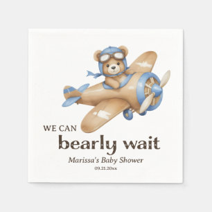 Servilleta De Papel Personalizado Teddy Bear Pilot Baby Boy Shower