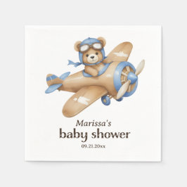 Servilleta De Papel Personalizado Teddy Bear Pilot Baby Boy Shower