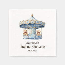 Servilleta De Papel Personalizado Teddy Bear Twin Boy Baby Shower