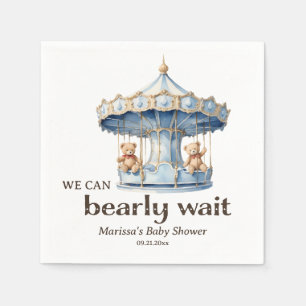 Servilleta De Papel Personalizado Teddy Bear Twin Boys Baby Shower