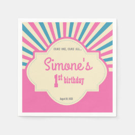 Servilleta De Papel Personalizado, tema de circo, primer cumpleaños, r