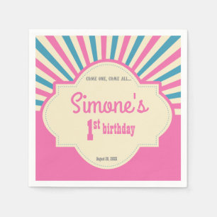 Servilleta De Papel Personalizado, tema de circo, primer cumpleaños, r