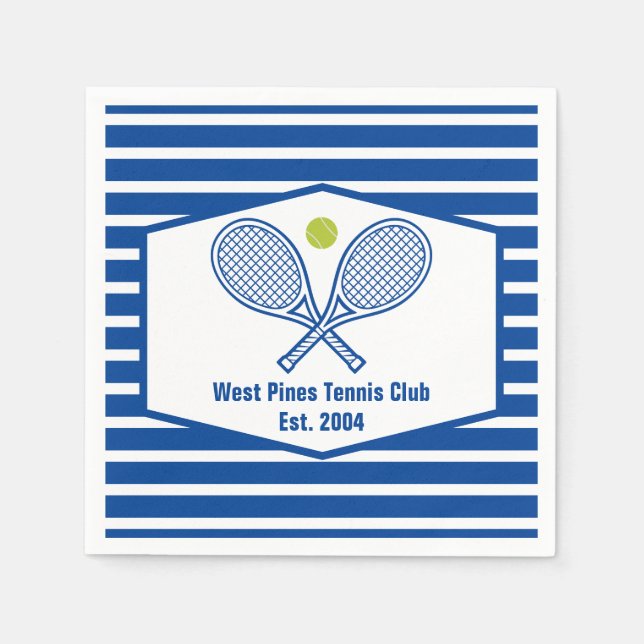 Servilleta De Papel Personalizado Tennis Country Club Blue Striping (Anverso)