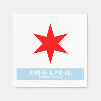 Servilleta De Papel Personalizado Texto Bandera Chicago Estrella Roja 