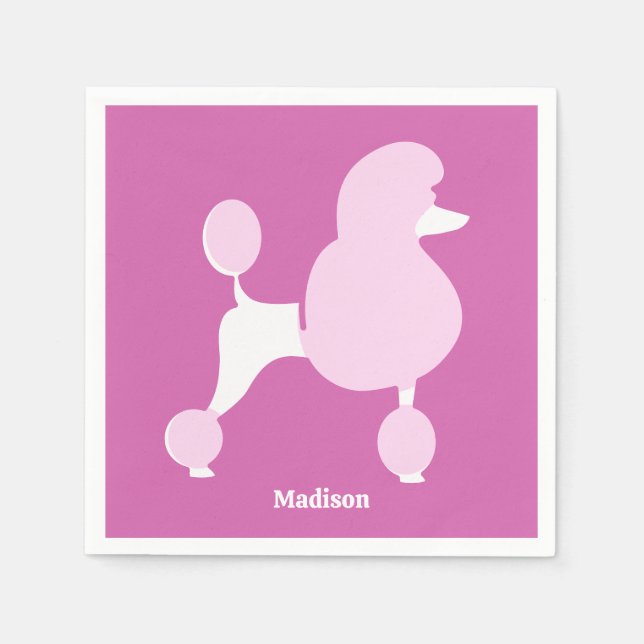 Servilleta De Papel Personalizado Texto Pink Poodle (Anverso)
