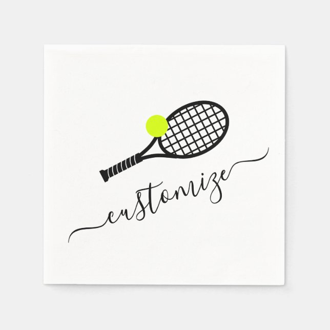 Servilleta De Papel Personalizado Texto Tennis Ball Racket Banquete Fi (Anverso)