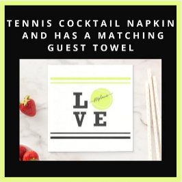 Servilleta De Papel Personalizado Texto Tennis Ball Racket Fiesta