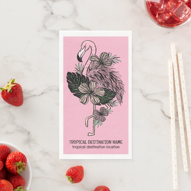 Servilleta De Papel Personalizado Texto y color Flamingo rosa (In situ)