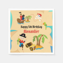 Servilleta De Papel Personalizado Treasure Map Boy Pirate Birday Party