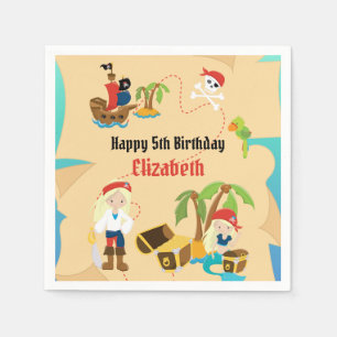 Servilleta De Papel Personalizado Treasure Map Chica Pirate Birthday P